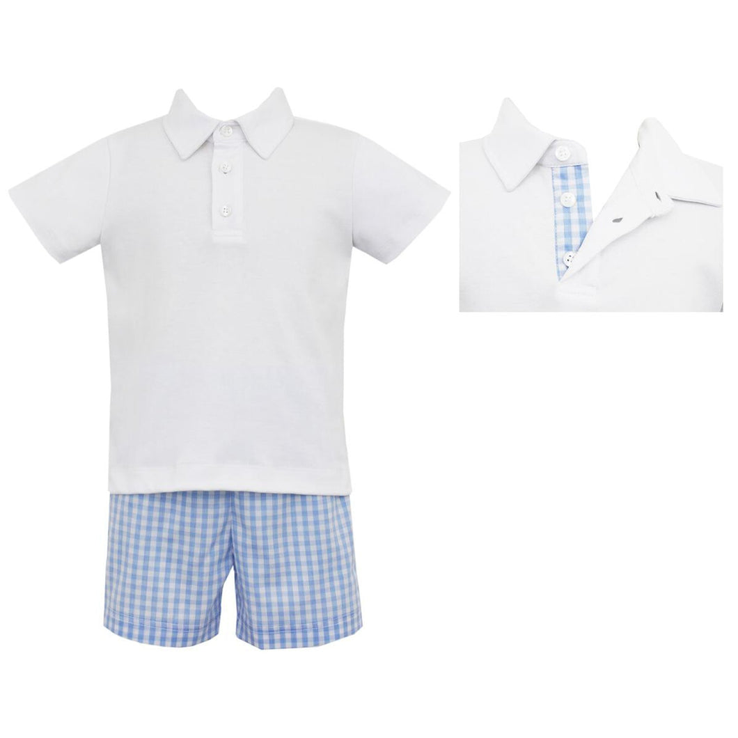 Blue Gingham Boy's Short Set-340m-as23 : 6