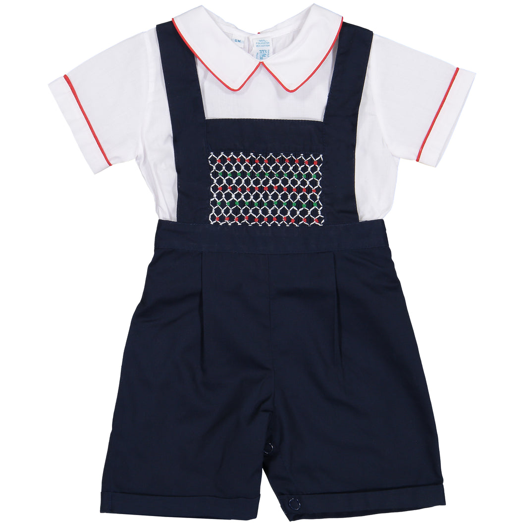 Multi-Colored Smocked Bib Overall