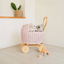 Handcrafted - Colette Doll Stroller (Pink) - Rattan Wicker