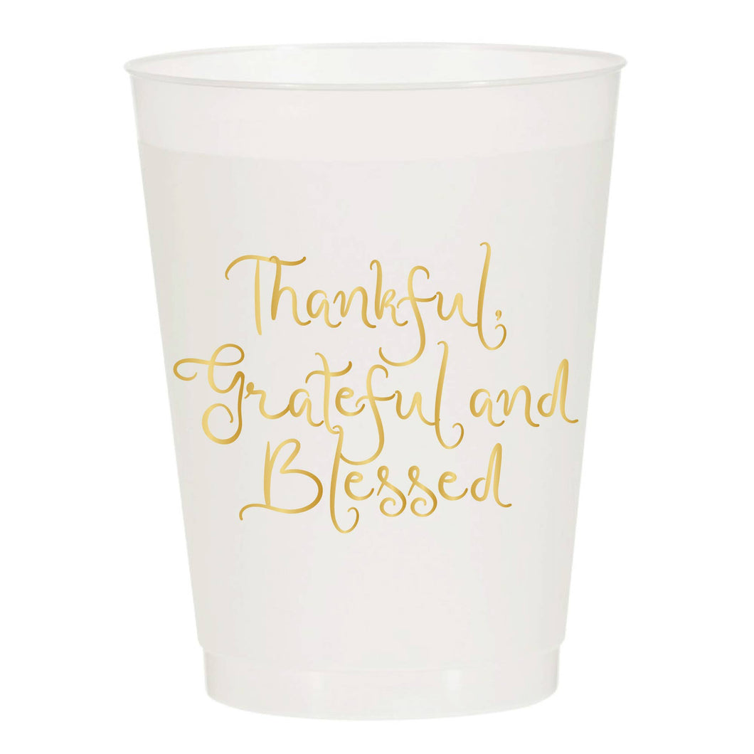 Thankful Grateful Blessed Frosted Cups - Thanksgiving