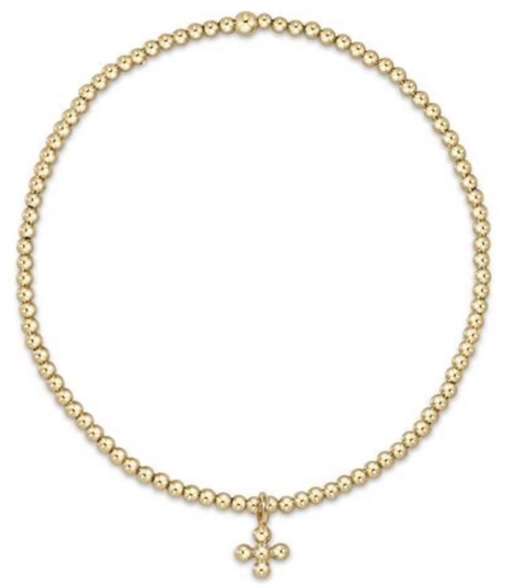 classic gold cross gold 2mm bead bracelet
