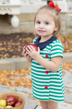 Stripe Knit Waist Dress With Apples