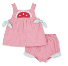 Checker Seersucker Dress & Bloomer With Watermelon