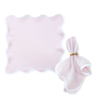 Set of 4 Linen Scalloped Square