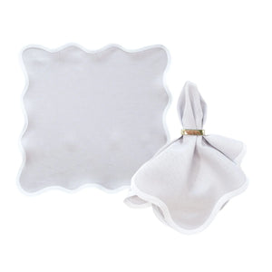 Set of 4 Linen Scalloped Square