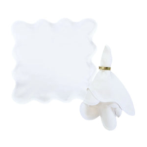 Set of 4 Linen Scalloped Square