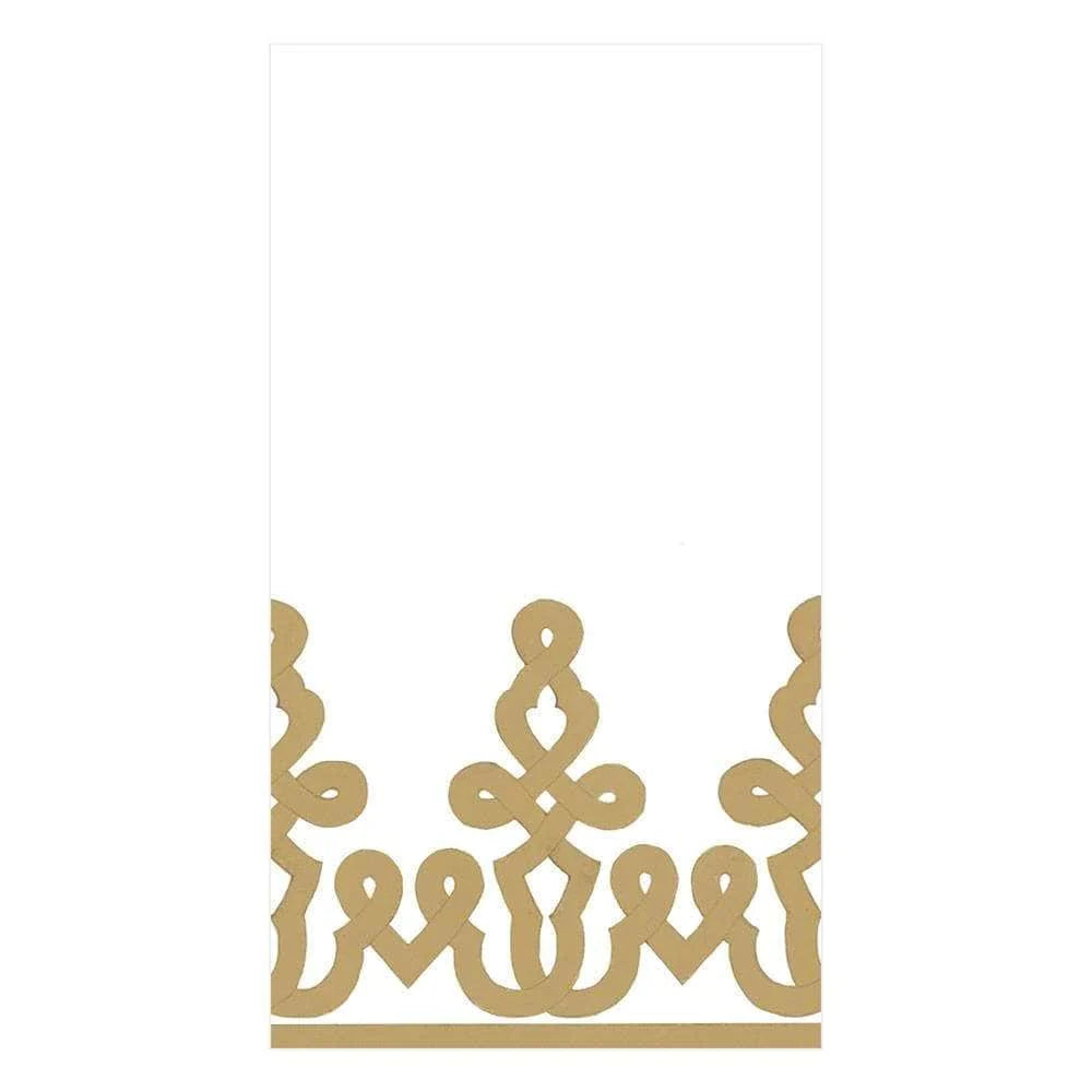 Dessin Passementerie Paper Linen Guest Towel Napkins in Gold - 12 Per Package