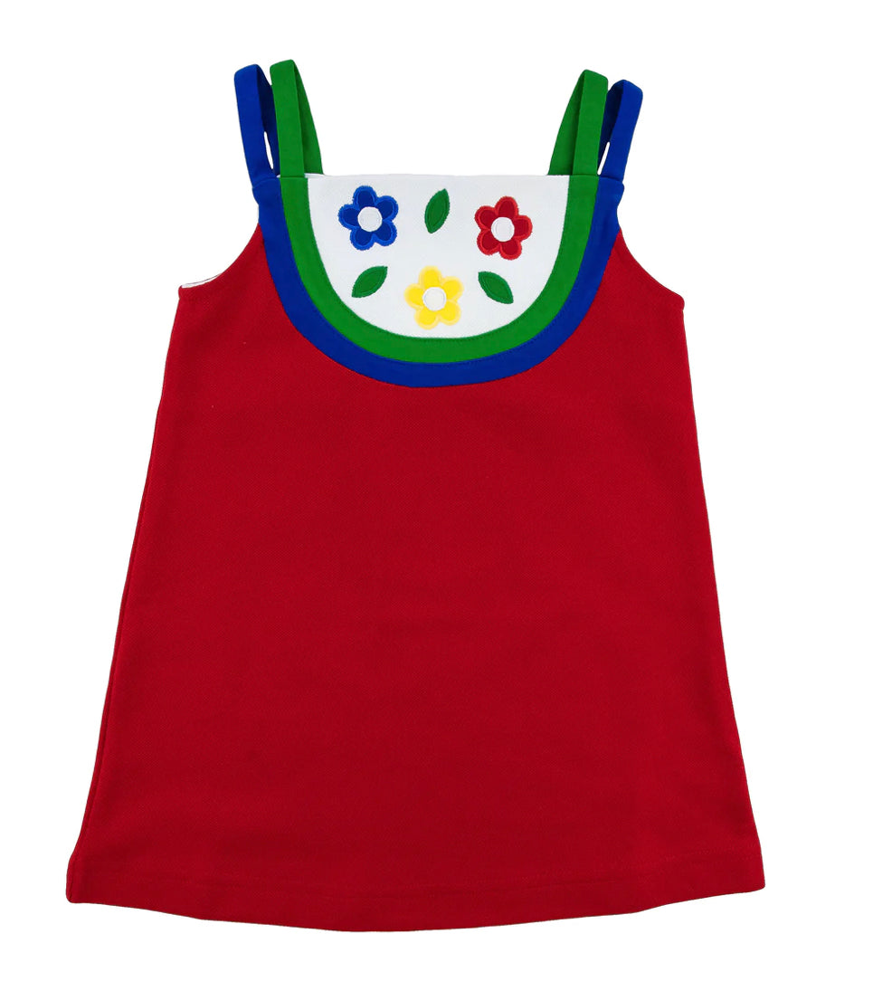 Knit Dress with Flowers Red