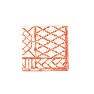 Bamboo Screen Coral Paper Linen Cocktail Napkins