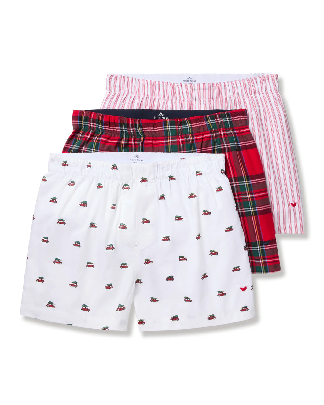 Men's Twill 3 Pack Boxers in Holiday Red