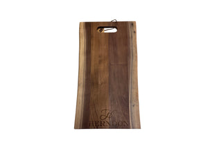 Personalized Live Edge Walnut Single Handle Charcuterie Board - 24" x 12"