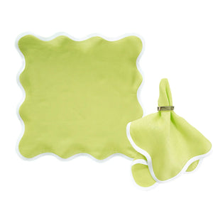 Set of 4 Linen Scalloped Square