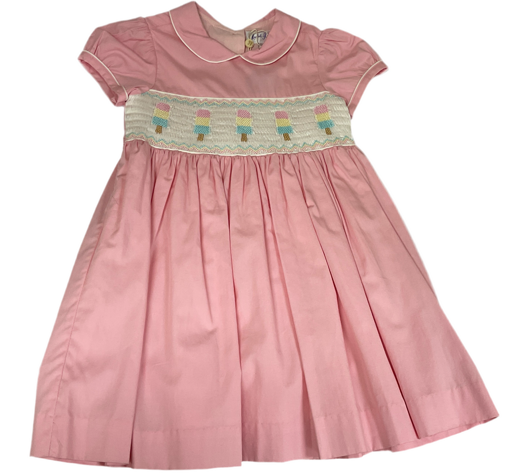 Ice Lolly Pink Smocked Dress-3Y