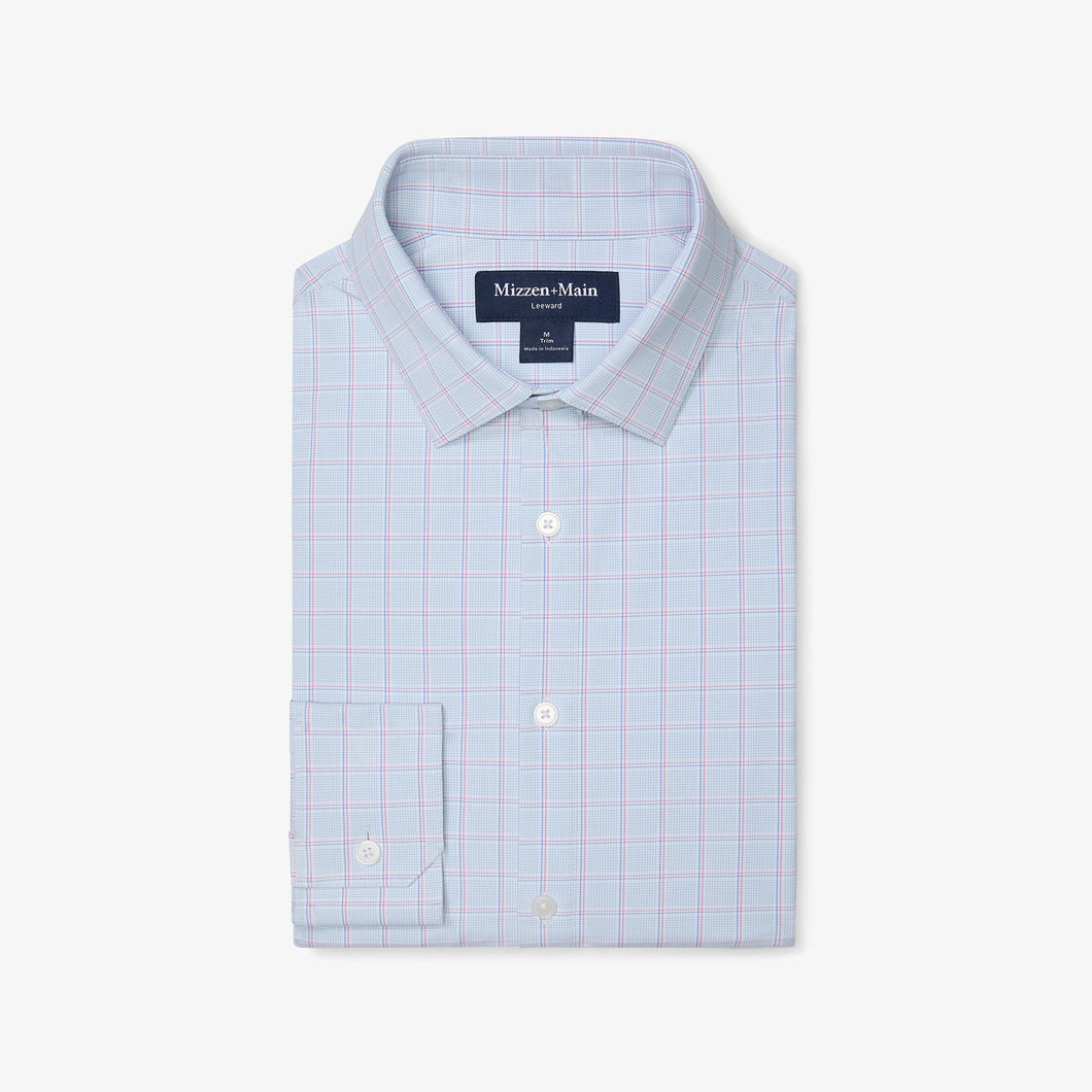 Leeward Dress Shirt Chambray Hampton Plaid