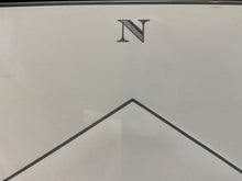 Charcoal Hand Engraved Initial Cards on Pearl White w/Env