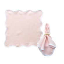 Set of 4 Linen Scalloped Square