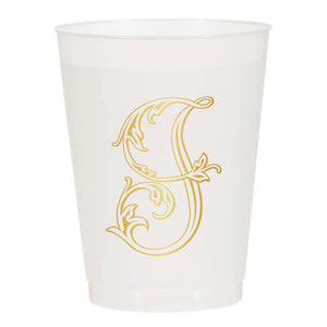 Initial Monogrammed Frosted Cups