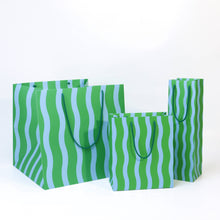 Green/Aqua Fussy Stripe Large Square Gift Bag