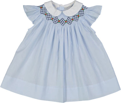 Argyle Smocked Fly Sleeve Dress