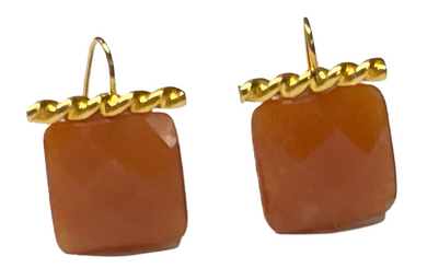 Catherine Canino twisted wire w/square crystal earrings-orange