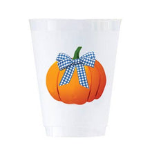Set of 8 Pumpkin with Gingham Bow Shatterproof Cups