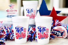 July 4th/Patriotic--Happy 4th with Stripes Foam Cup (10 ct)