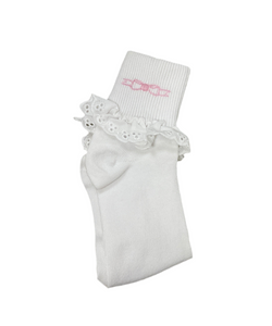 Fold Over Socks Bow-Pink Bow : S