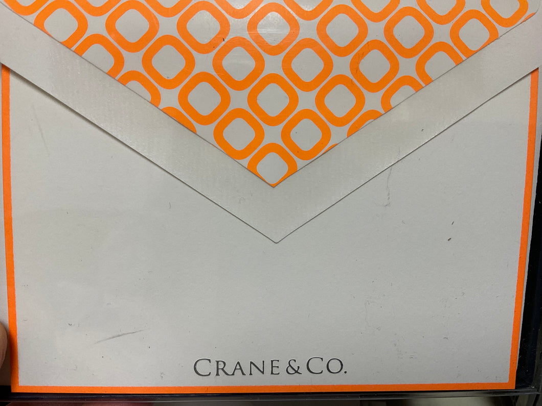Neon Orange Bordered Note on Pearl White Kid Finish CF1814