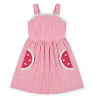 Check Seersucker Dress With Watermelon