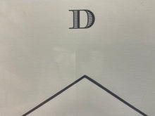 Charcoal Hand Engraved Initial Cards on Pearl White w/Env