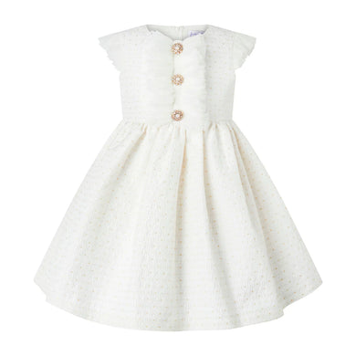 DAISY DAMASK RUFFLE FRONT DRESS