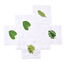 White Palm Leaves Embroidered Cocktail Napkins
