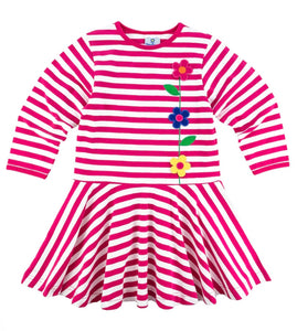 Fuchsia Stripe Dress w/Flowers-F4920 : 4