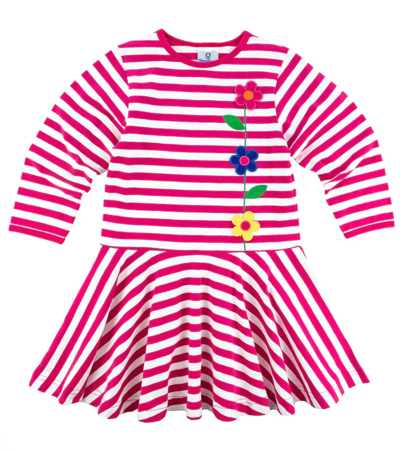 Fuchsia Stripe Dress w/Flowers-F4920 : 4