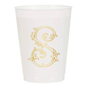 Initial Monogrammed Frosted Cups