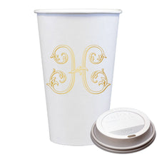 Initial Monogrammed Coffee Cups with Lids