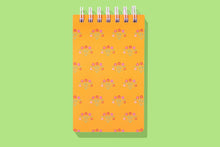Small Spiral Top Notebook - Orange w/ Flower Bouquets