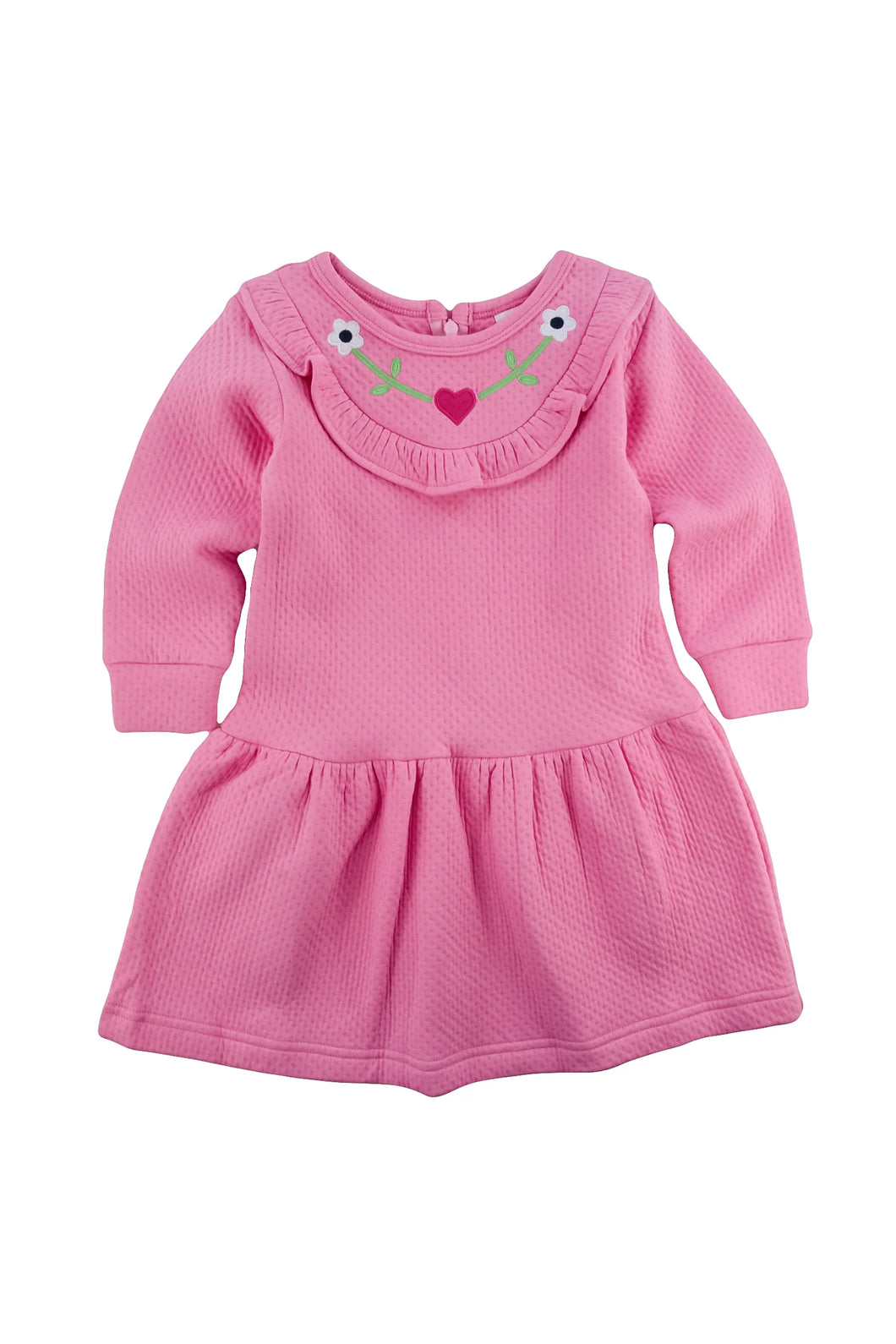 Jacquard Knit Dress with Heart and Flowers