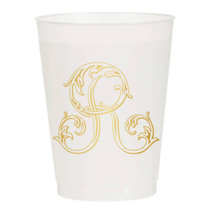 Initial Monogrammed Frosted Cups