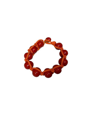Macrame Knotted cord Bracelet-mac-pb-g14 : OxBlood/orange