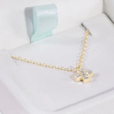 14K Gold/Diamond Cross Necklace-COUN16GDSC : 16