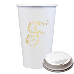 Initial Monogrammed Coffee Cups with Lids