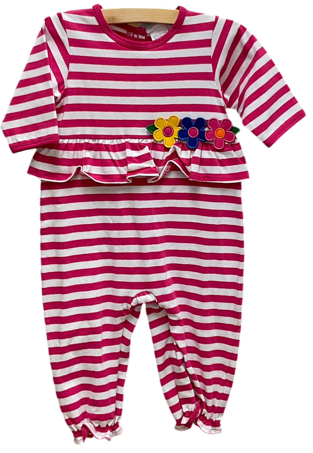 Fuchsia Stripe Longall w/Flower-F4919 : 9m