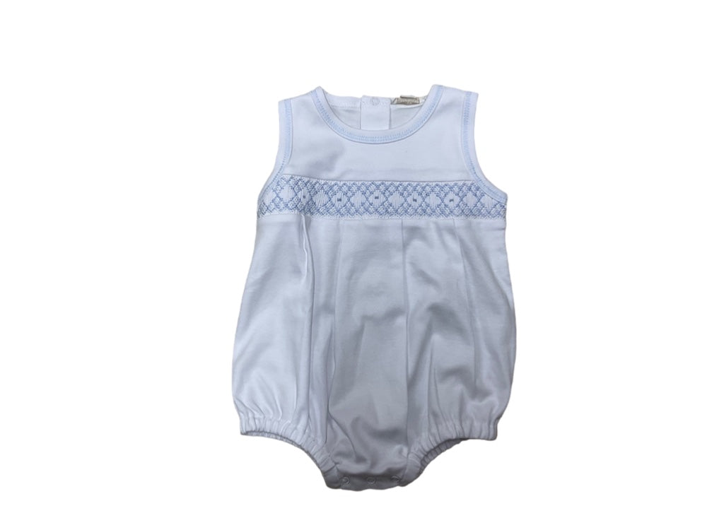 Kissy Kissy White with Blue Bubble Smocked 6-9m