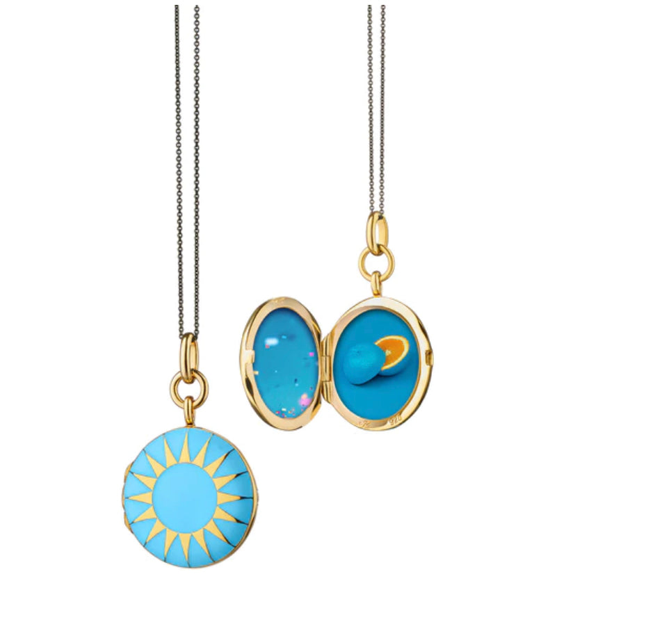 turquoise enamel locker w gold-vl-2001-turq