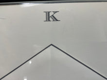 Charcoal Hand Engraved Initial Cards on Pearl White w/Env