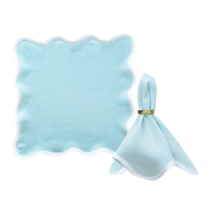 Set of 4 Linen Scalloped Square