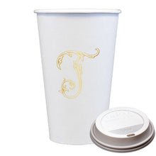Initial Monogrammed Coffee Cups with Lids