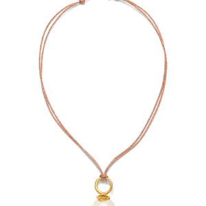 Pebble Pearl Cord Pendant Taupe
