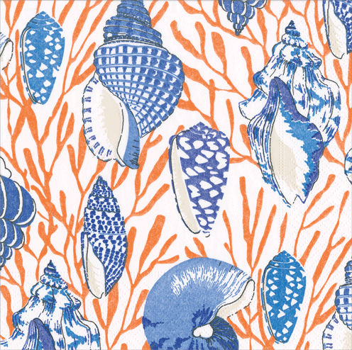Shell Toile Luncheon Napkin-17340L : Luncheon